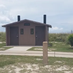 Not too far from The Pavilion and the hiking trails they have his and her bathroom facilities.