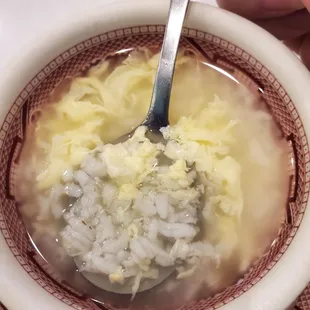 Egg drop soup, the best I&apos;ve ever had.