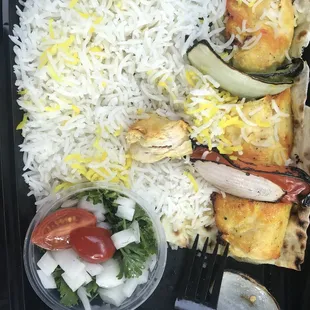 a tray of food