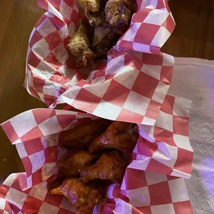 Awesome crispy and juicy bone in wings ! Made fresh to order !