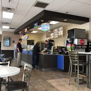 the inside of a fast food restaurant