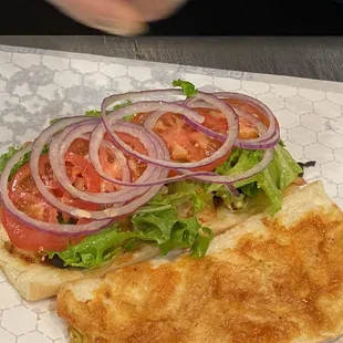 Grilled chicken with chipotle mayo and barbecue sauce