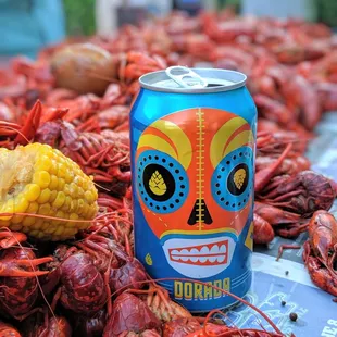 a can of crawfish and corn