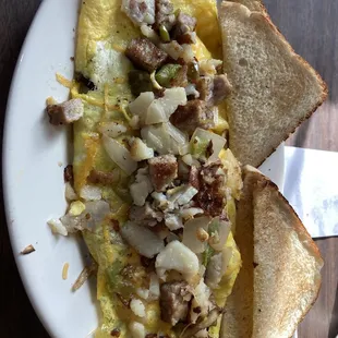 Western omelette with sausage