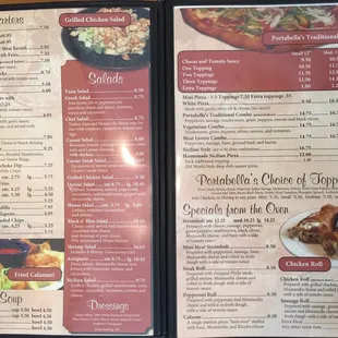 Appitizers, Salads, and Pizza's