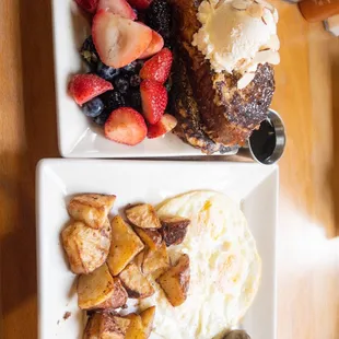 Rancher&apos;s Breakfast with French toast and trip to topping bar