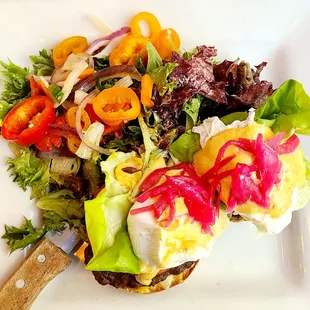 Slamming Burger Benedict w/side salad