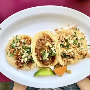 Three Tacos (chicken, al pastor, shredded beef)