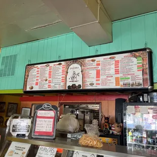 Large menu over counter.