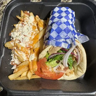 Chicken Gyro Pita with Feta Fries