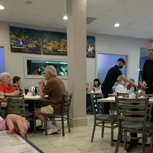Dining room with aquarium