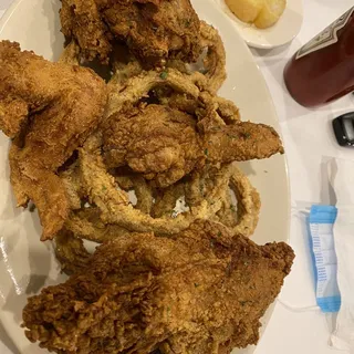 half fried chicken