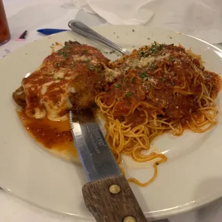 veal parmesan with pasta
