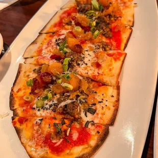 Italian Sausage &amp; Apricot Chutney flatbread - delicious!