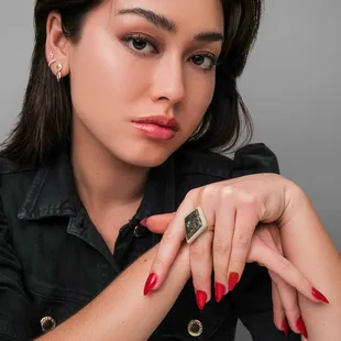 One of a Kind Pyritized Dinosaur Bone Ring