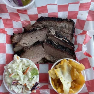 Brisket, slaw &amp; smoked cabbage. If you haven&apos;t been to the new brick &amp; mortar, I&apos;d highly recommend going. Great staff and even better BBQ.