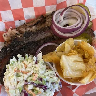 ribs, coleslaw, and coleslaw