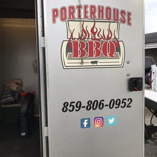 the door to the bbq