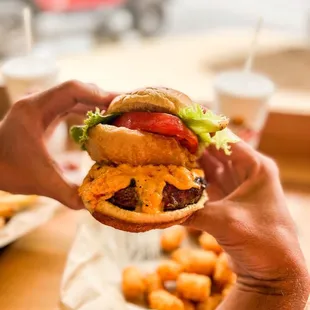 BYO with pimento cheese and an onion ring!