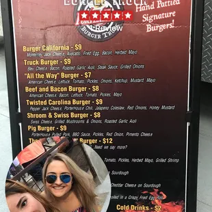 PorterHouse Burger Truck menu
