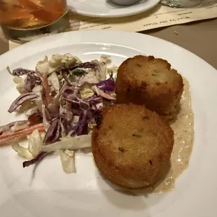 Crab cakes.
