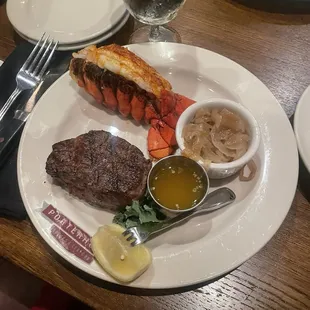 Compbination Nine Ounce Filet Mignon &amp; One Lobster Tail with side of Caramelized Onions