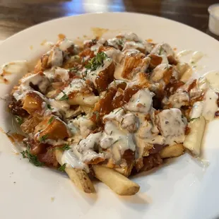 Loaded buffalo chicken fries
