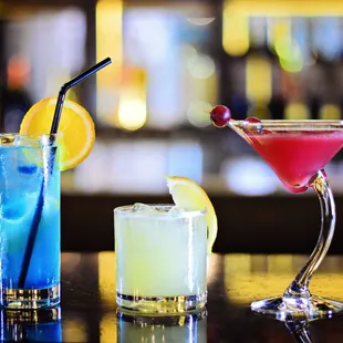 three different cocktails