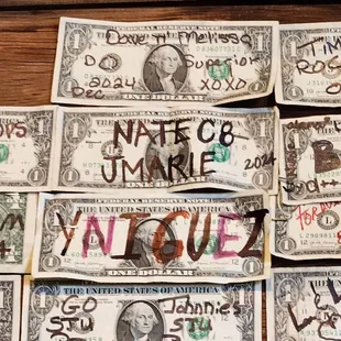 The wall of dollar bills