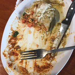 a half eaten plate of food