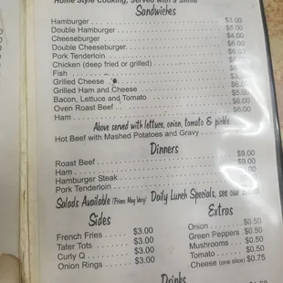 menu
