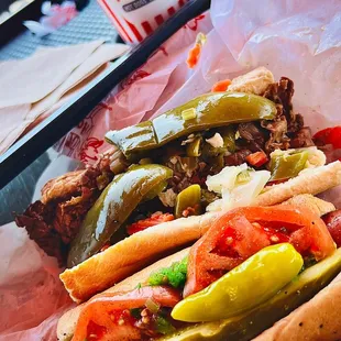 Chocolate Cake Shake; Italian Beef with both hot and sweet peppers; Chicago Dog