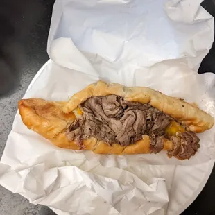 Beef &amp; Cheddar Croissant soggy bread except for that "tail" on the left side.  It literally fell apart, it was so wet.