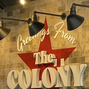 Wall sign inside dining area