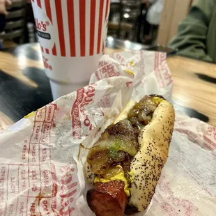 Char-Grilled Maxwell Street Polish Sausage &amp; Large Chocolate Cake Shake