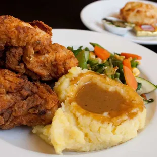 fried chicken and mashed potatoes