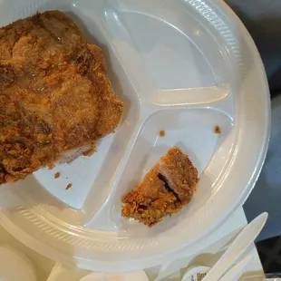 Fried pork chop, just out of the frying pan