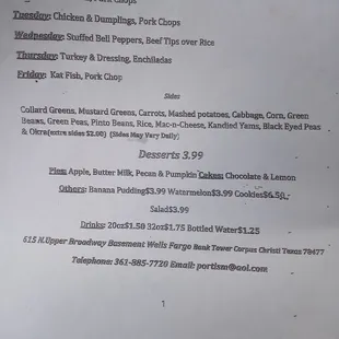 Printed menu at register, as you are paying to leave.