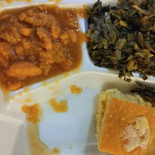 Yams, greens &amp; cornbread