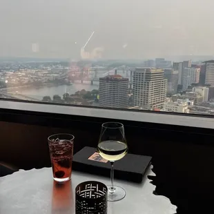 Drinks and the view from the bar lounge.