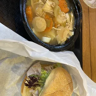 1/2 Oven-Roasted Turkey Breast Sandwich Combo and Chicken Noodle Soup
