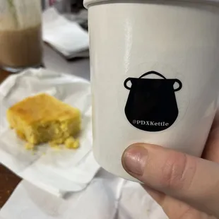cornbread and the soup cup