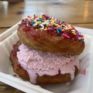 Fresh churro ice cream sandwich