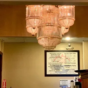 Fancy chandelier at the register