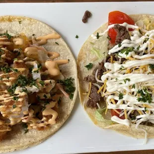 Fish and steak taco
