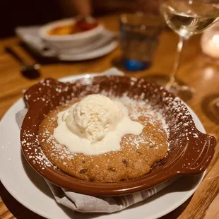 Warm cookie and vanilla ice cream