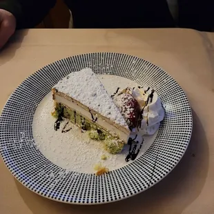 Pistachio Ricotta Cake. Excellent after a great dinner of Chicken Marsala.