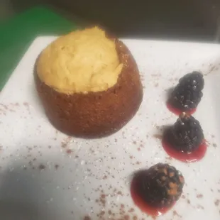 Chocolate brownie bowl with peanutbutter mousse