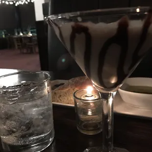 Chocolate martini and vodka tonic