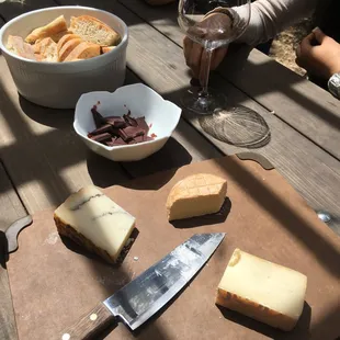 cheese board and rosemary soudough bread! Chocolate too